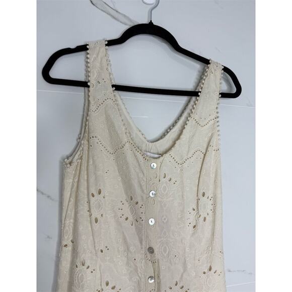 House of Harlow 1960 Beige Embroidered Cotton Midi Dress 8 viral coastal summer - Picture 8 of 16